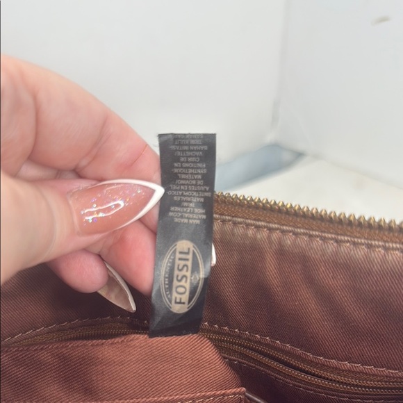 Fossil Sadie Crossbody Bag w/ Multiple Compartments in Bone White Coated Canvas - Picture 9 of 10